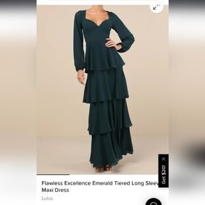 LULUS NWT Elegant Dark Green Tiered Maxi Dress - Size SMALL